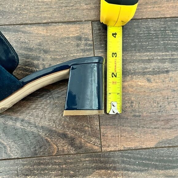 Karl Lagerfeld Paris Blue Suede Hettie Tassel Slip On Mule Heel Size 5.5 - Picture 4 of 12